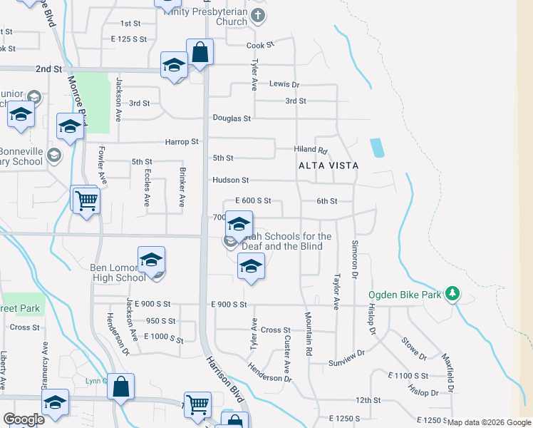 map of restaurants, bars, coffee shops, grocery stores, and more near 1330 7th Street in Ogden
