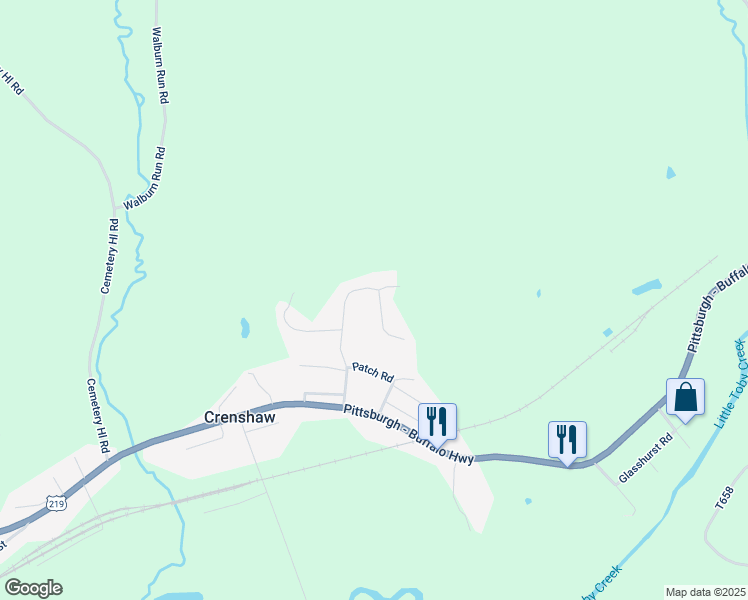 map of restaurants, bars, coffee shops, grocery stores, and more near 141 Pine Acres Road in Brockway