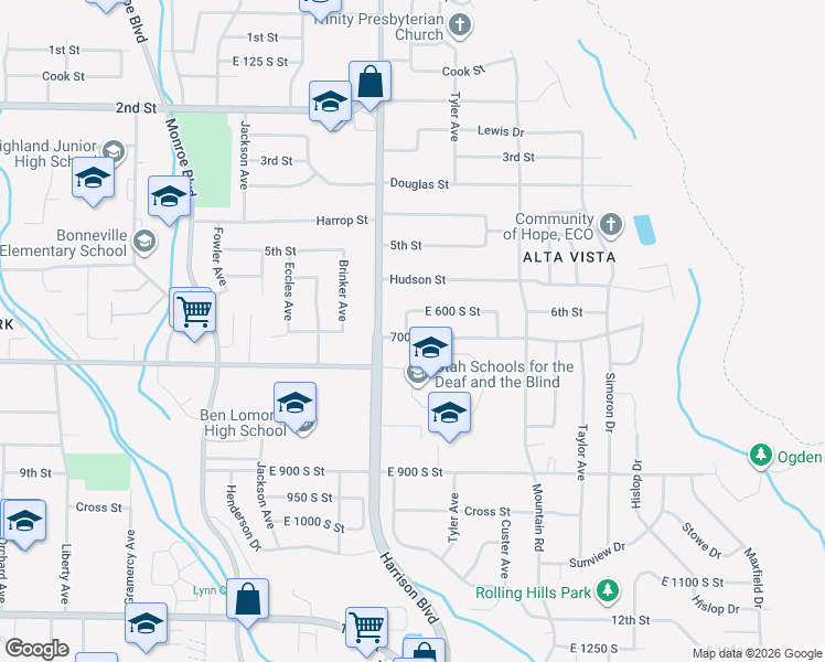 map of restaurants, bars, coffee shops, grocery stores, and more near 1246 7th Street in Ogden
