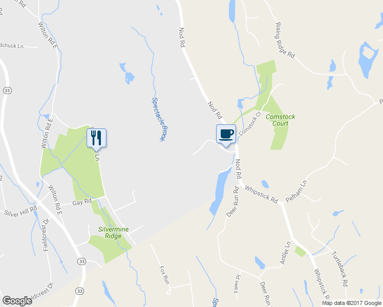 map of restaurants, bars, coffee shops, grocery stores, and more near 50 Cattle Pen Lane in Ridgefield