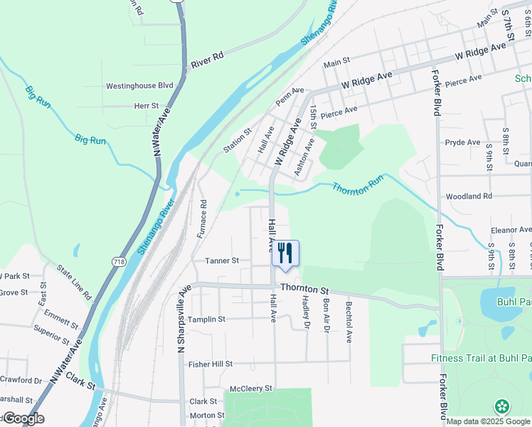 map of restaurants, bars, coffee shops, grocery stores, and more near 1440 Heinz Avenue in Sharon
