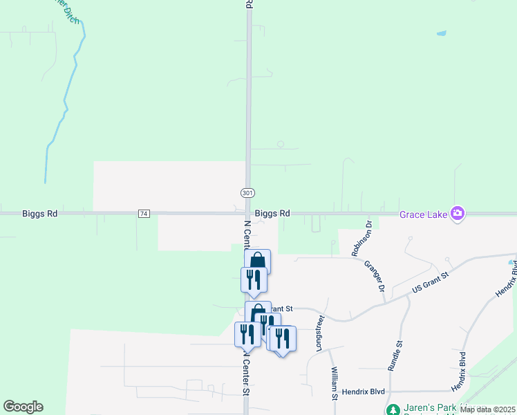 map of restaurants, bars, coffee shops, grocery stores, and more near 15957 Ohio 301 in LaGrange