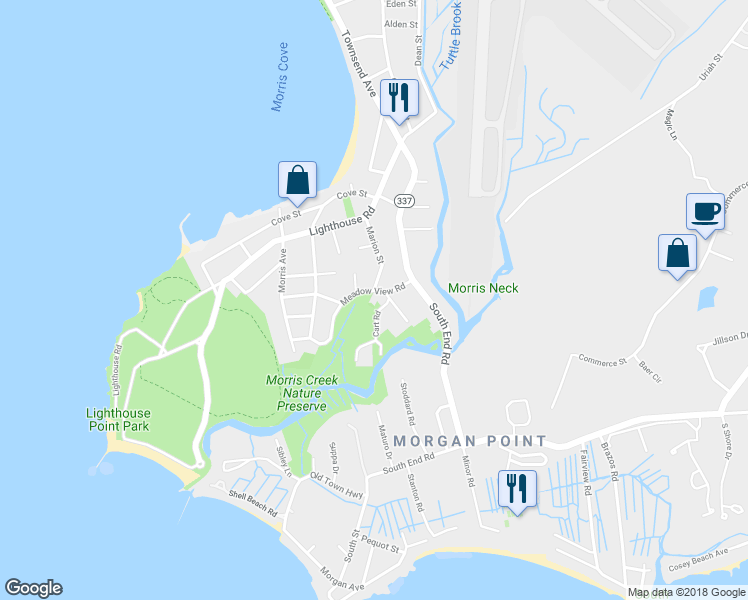 map of restaurants, bars, coffee shops, grocery stores, and more near 143 Meadow View Road in New Haven