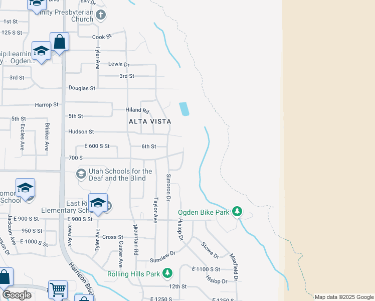 map of restaurants, bars, coffee shops, grocery stores, and more near 688 Hislop Drive in Ogden