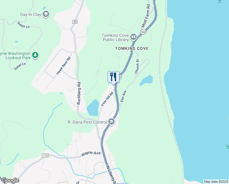 map of restaurants, bars, coffee shops, grocery stores, and more near 327 North Liberty Drive in Tomkins Cove