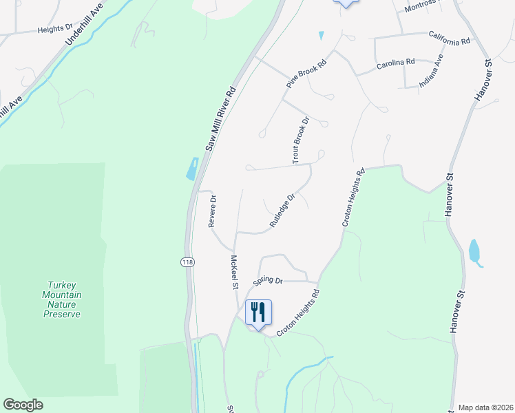 map of restaurants, bars, coffee shops, grocery stores, and more near 1327 Ethan Court in Yorktown Heights