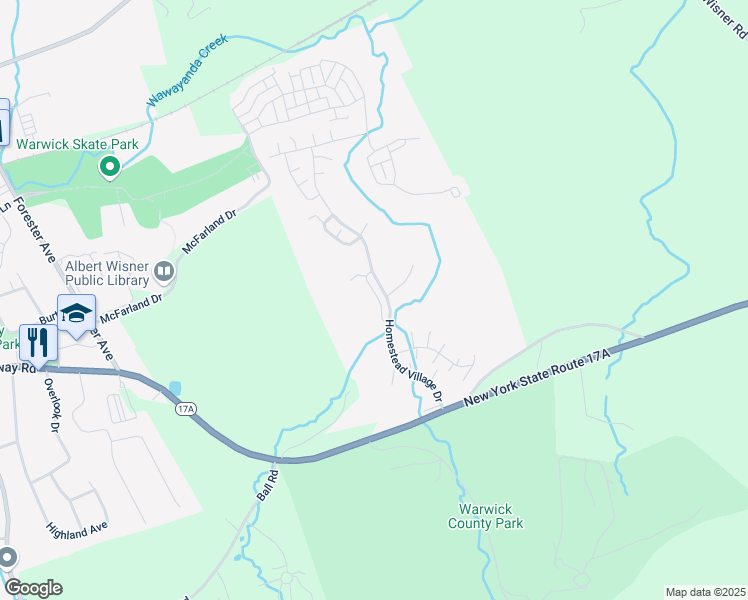 map of restaurants, bars, coffee shops, grocery stores, and more near 49 The Knolls in Warwick