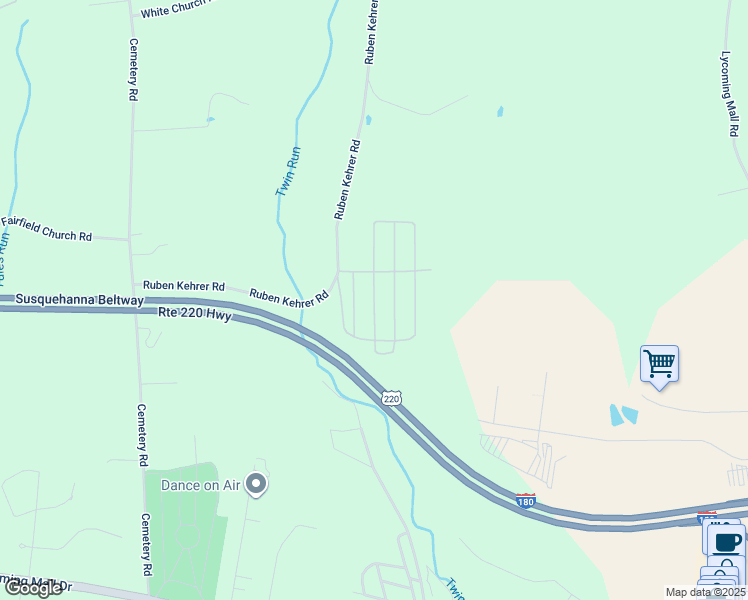 map of restaurants, bars, coffee shops, grocery stores, and more near Ruben Kehrer in Lycoming County