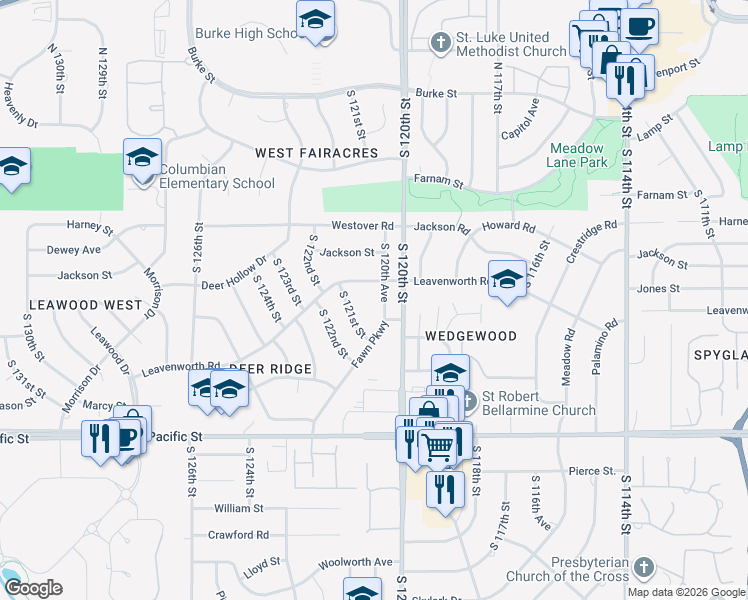 map of restaurants, bars, coffee shops, grocery stores, and more near 822 S 120th Ave in Omaha