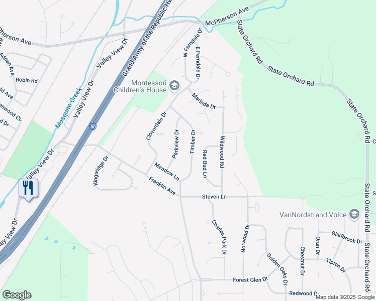 map of restaurants, bars, coffee shops, grocery stores, and more near 201 Parkview Drive in Council Bluffs