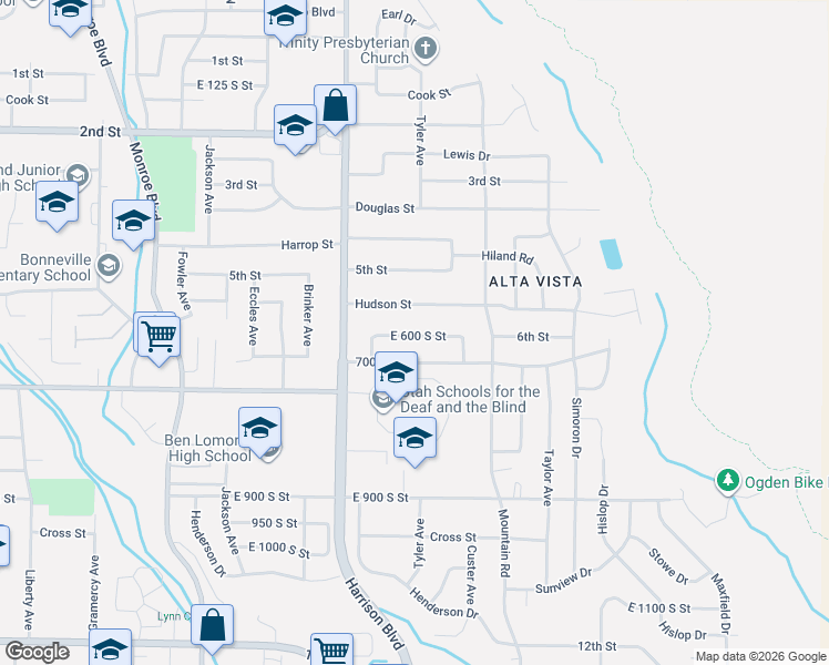 map of restaurants, bars, coffee shops, grocery stores, and more near 1290 6th Street in Ogden