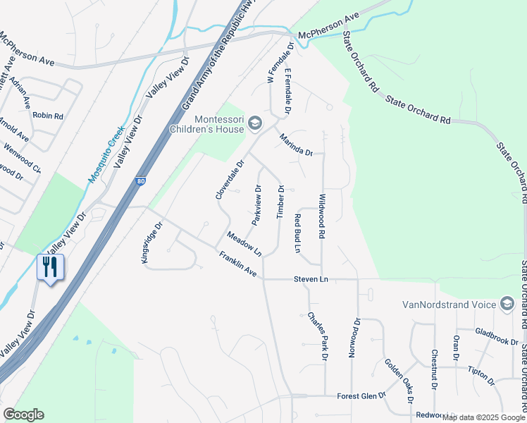 map of restaurants, bars, coffee shops, grocery stores, and more near 201 Parkview Drive in Council Bluffs