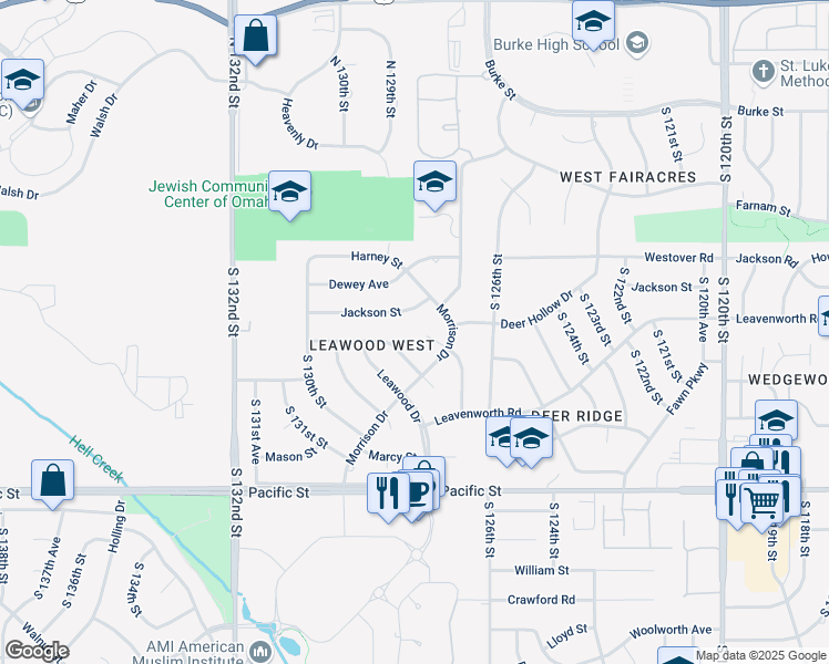 map of restaurants, bars, coffee shops, grocery stores, and more near 12723 Emile Circle in Omaha