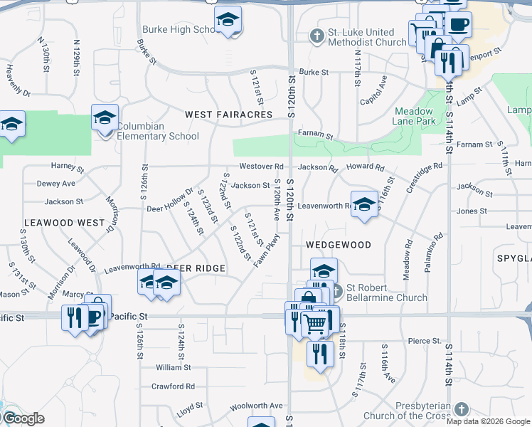 map of restaurants, bars, coffee shops, grocery stores, and more near 822 South 120th Avenue in Omaha