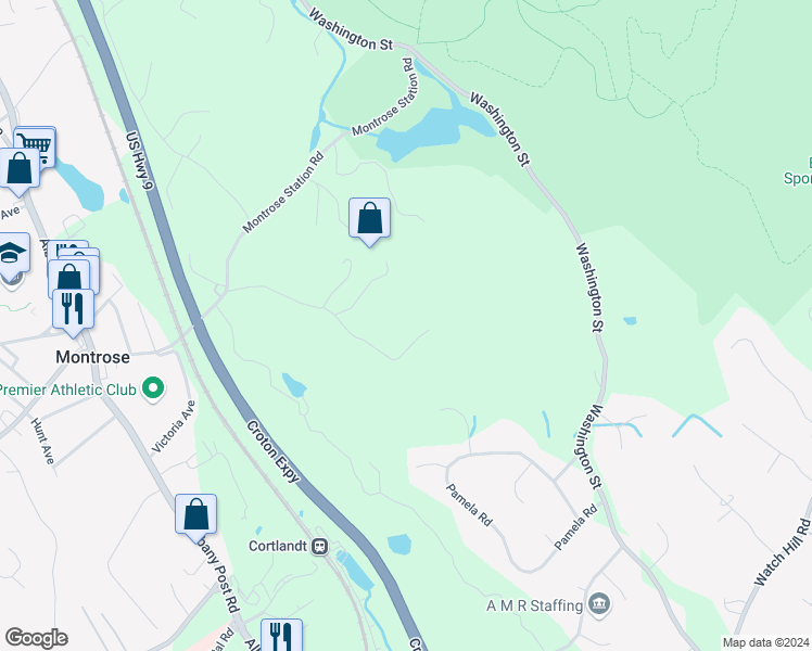 map of restaurants, bars, coffee shops, grocery stores, and more near 96 College Hill Rd in Montrose