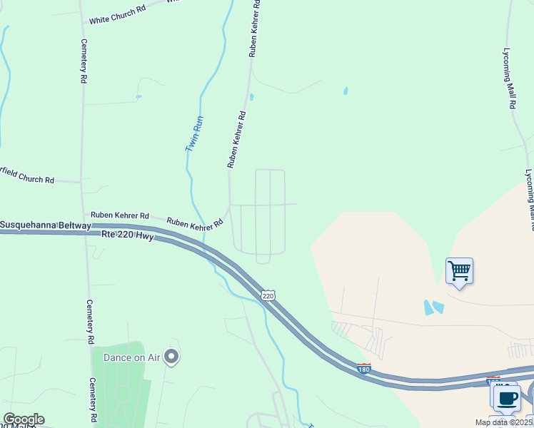 map of restaurants, bars, coffee shops, grocery stores, and more near Ruben Kehrer in Muncy
