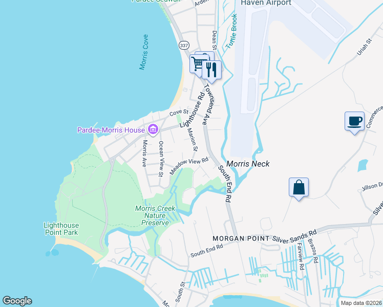 map of restaurants, bars, coffee shops, grocery stores, and more near 143 Meadow View Road in New Haven