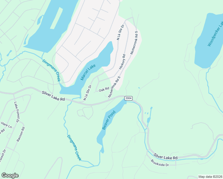 map of restaurants, bars, coffee shops, grocery stores, and more near County Road 2004 in Dingmans Ferry