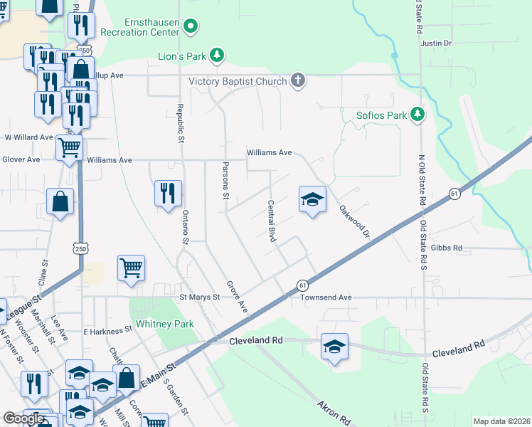 map of restaurants, bars, coffee shops, grocery stores, and more near 181 Collingwood Avenue in Norwalk