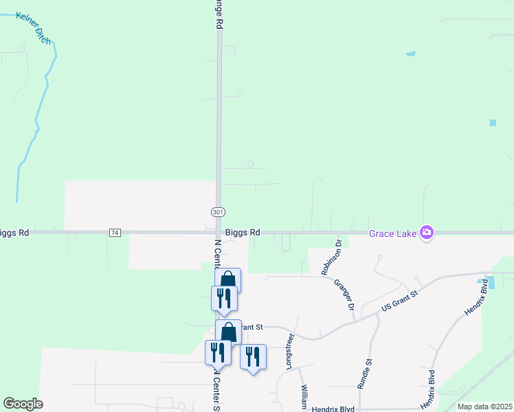 map of restaurants, bars, coffee shops, grocery stores, and more near 15957 Ohio 301 in LaGrange