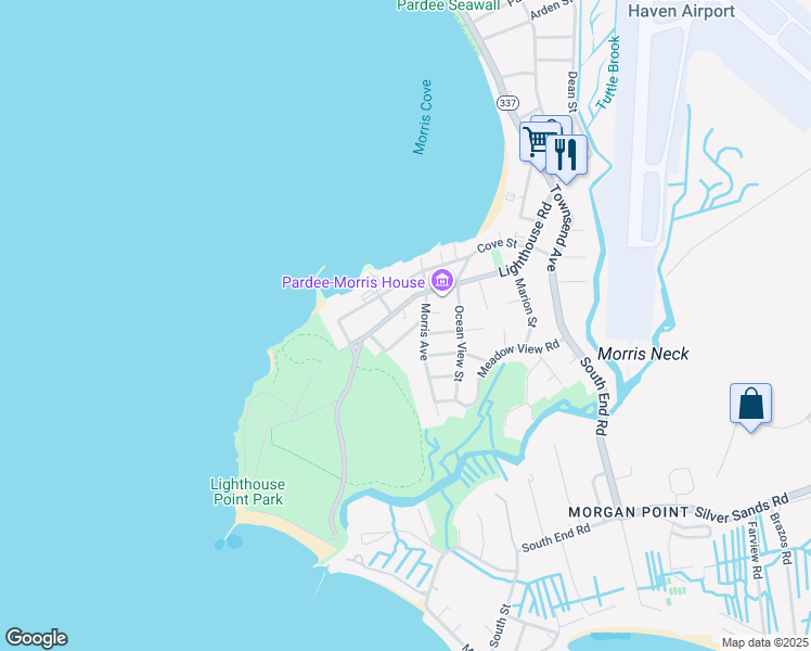 map of restaurants, bars, coffee shops, grocery stores, and more near 88 Morris Avenue in New Haven