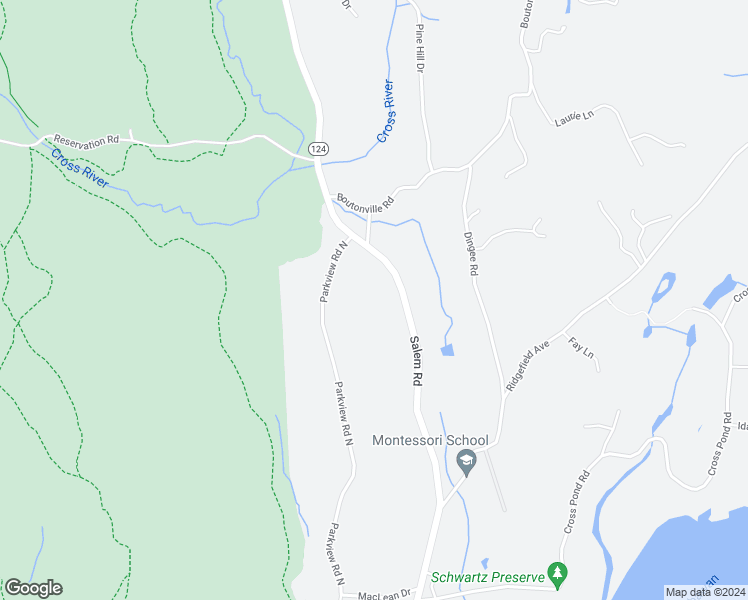 map of restaurants, bars, coffee shops, grocery stores, and more near 338 Salem Road in Pound Ridge