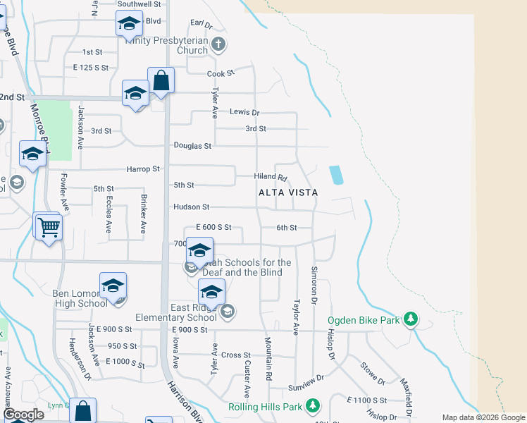 map of restaurants, bars, coffee shops, grocery stores, and more near 462 Polk Avenue in Ogden