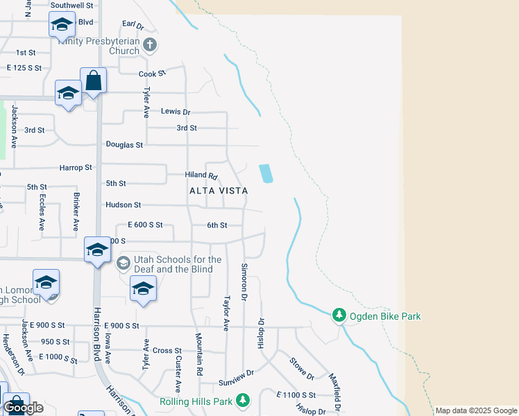map of restaurants, bars, coffee shops, grocery stores, and more near 1568 Hudson Street in Ogden