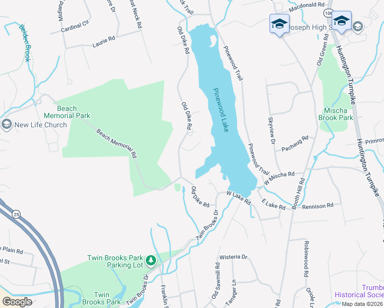 map of restaurants, bars, coffee shops, grocery stores, and more near 76 Old Dike Road in Trumbull
