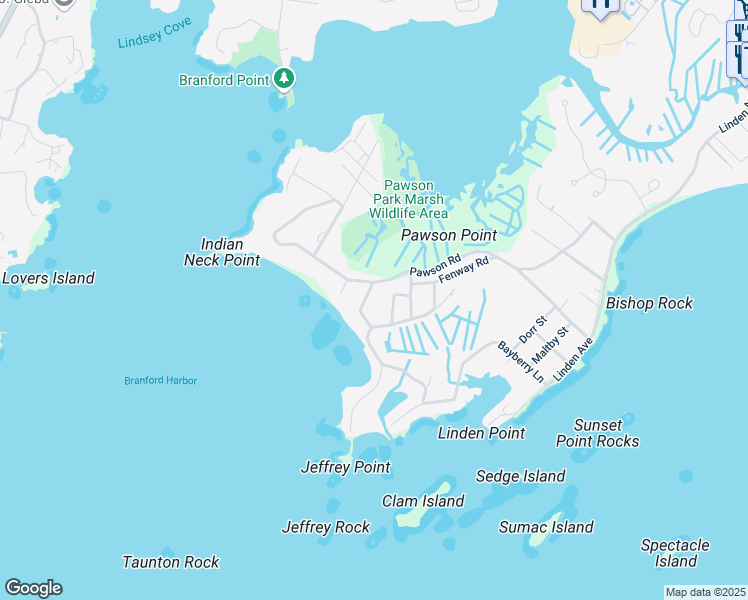 map of restaurants, bars, coffee shops, grocery stores, and more near 11 Sagamore Cove Road in Branford