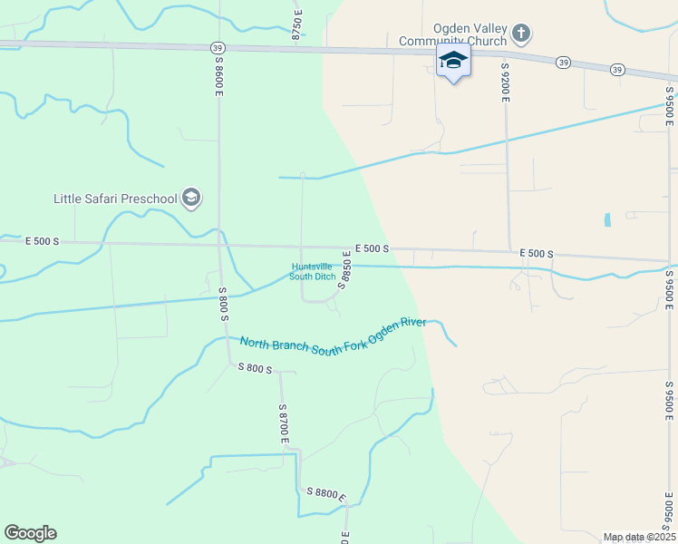 map of restaurants, bars, coffee shops, grocery stores, and more near 567 South 8850 East in Huntsville
