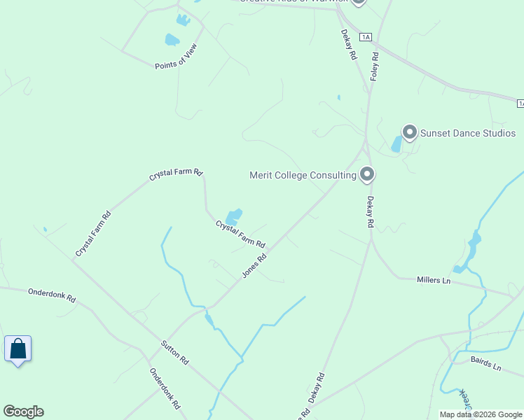 map of restaurants, bars, coffee shops, grocery stores, and more near 9 Mayflower Court in Warwick