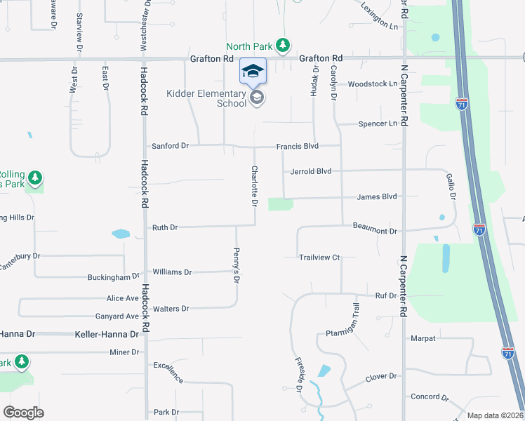 map of restaurants, bars, coffee shops, grocery stores, and more near 764 Chargary Drive in Brunswick