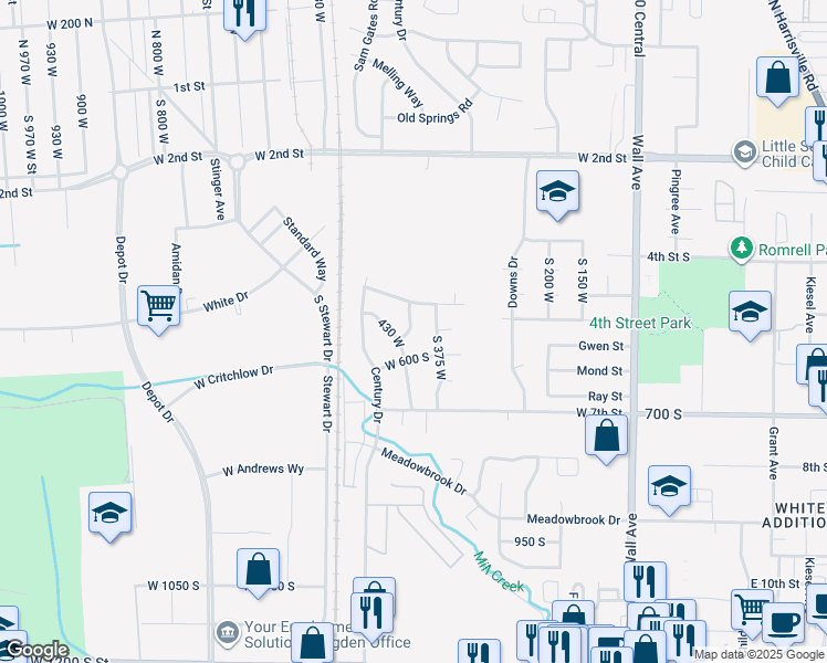 map of restaurants, bars, coffee shops, grocery stores, and more near 513 Pine Cone Way in Ogden