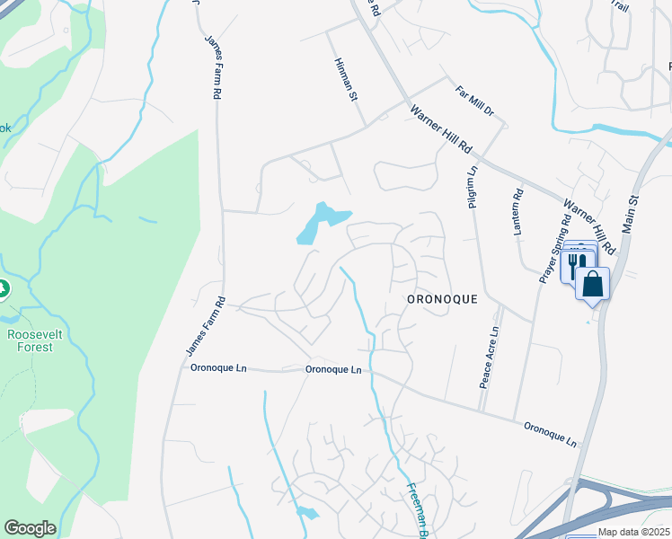 map of restaurants, bars, coffee shops, grocery stores, and more near 732a North Trail in Stratford