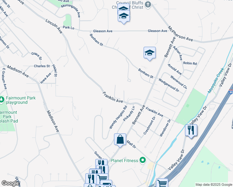 map of restaurants, bars, coffee shops, grocery stores, and more near 903 Franklin Avenue in Council Bluffs