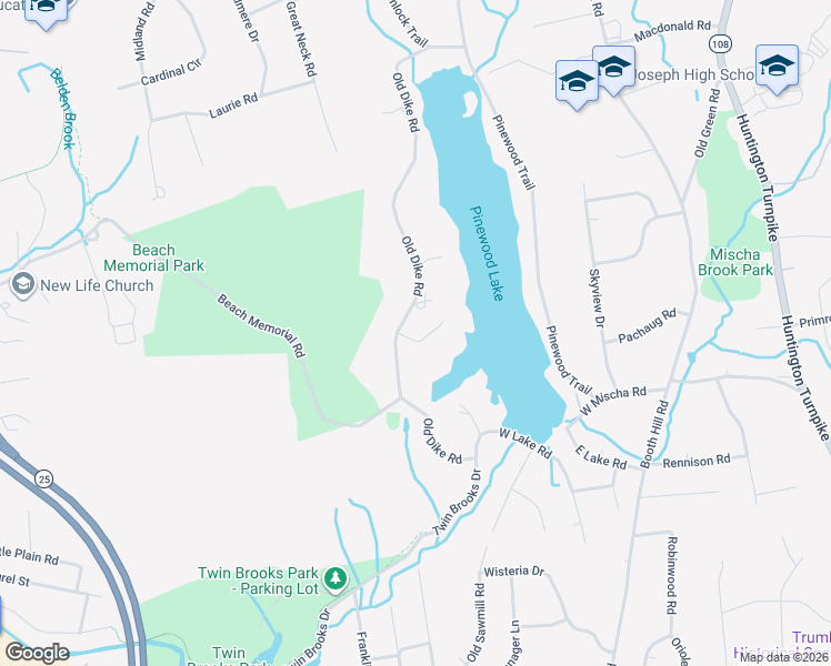 map of restaurants, bars, coffee shops, grocery stores, and more near 76 Old Dike Road in Trumbull