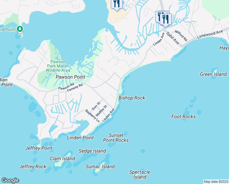 map of restaurants, bars, coffee shops, grocery stores, and more near 141 Linden Avenue in Branford