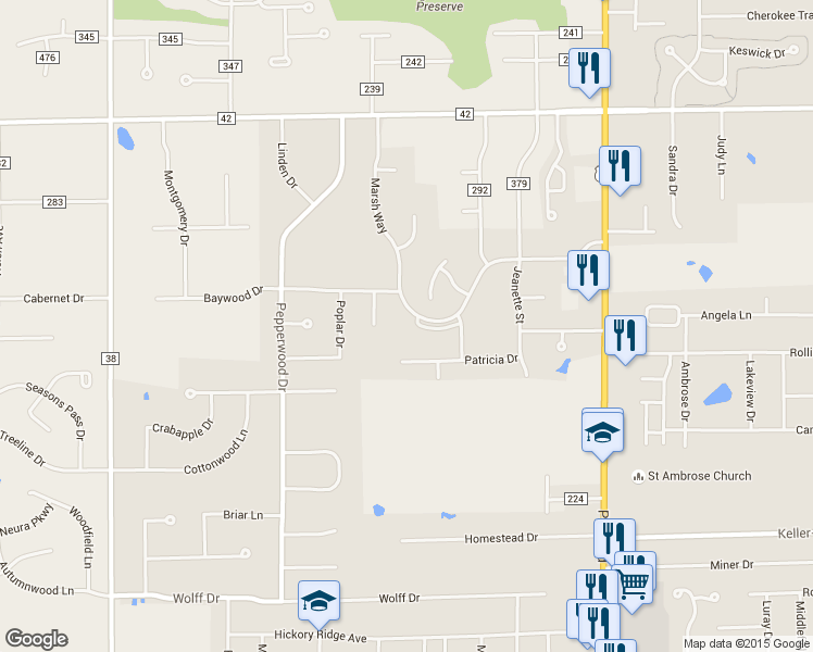map of restaurants, bars, coffee shops, grocery stores, and more near 4522 Stone Creek Dr in Brunswick