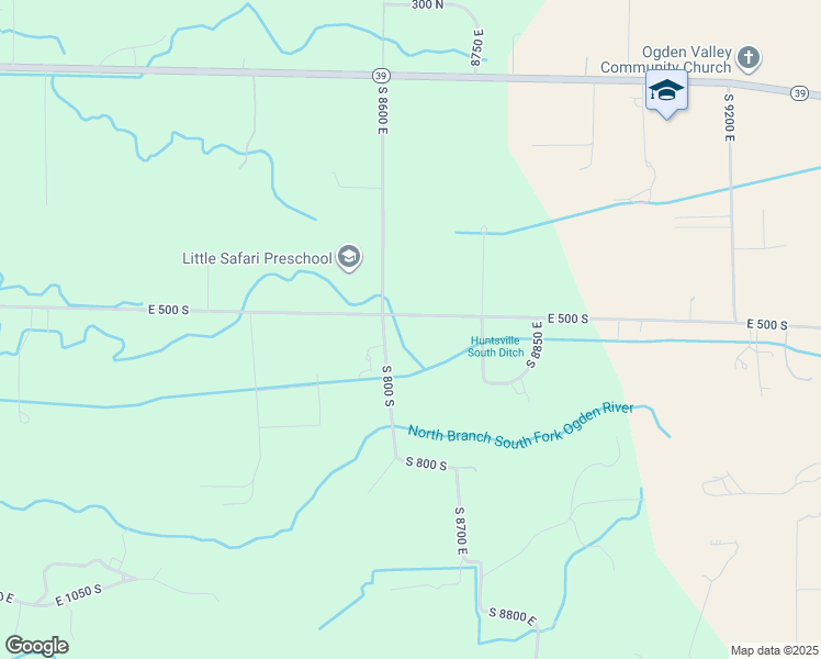 map of restaurants, bars, coffee shops, grocery stores, and more near 560 South 8600 East in Huntsville