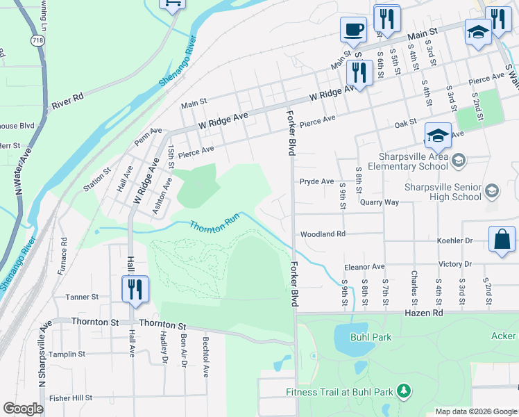 map of restaurants, bars, coffee shops, grocery stores, and more near 100 Oakview Drive in Hermitage