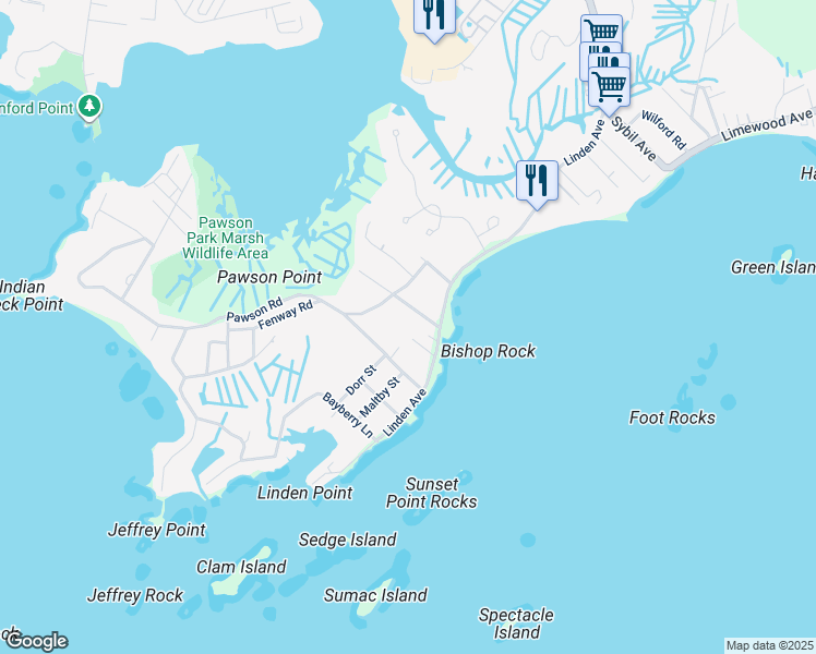 map of restaurants, bars, coffee shops, grocery stores, and more near 141 Linden Avenue in Branford