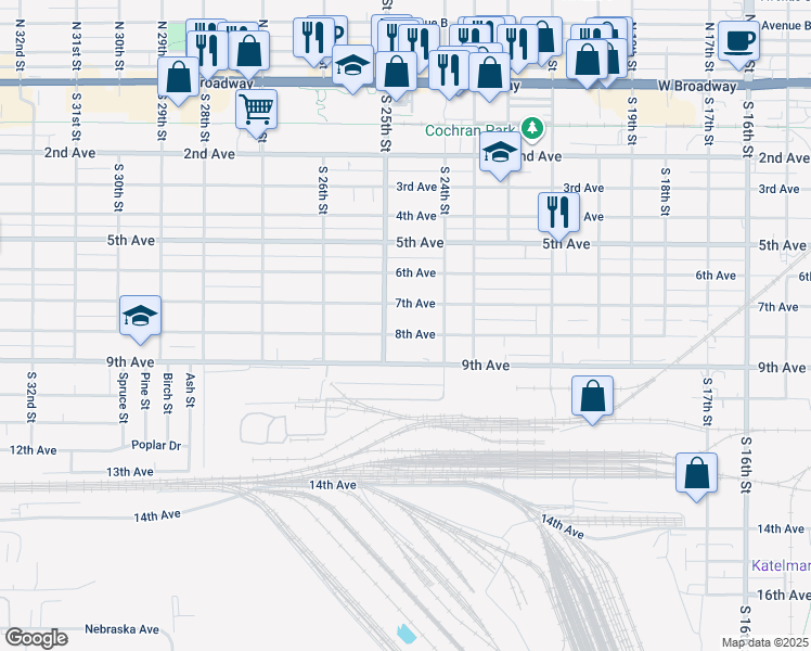 map of restaurants, bars, coffee shops, grocery stores, and more near 2446 8th Avenue in Council Bluffs