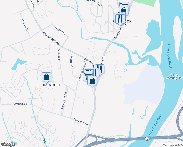 map of restaurants, bars, coffee shops, grocery stores, and more near 7365 Main Street in Stratford
