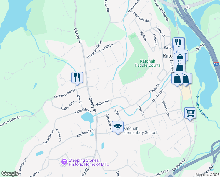 map of restaurants, bars, coffee shops, grocery stores, and more near 7 Douglas Drive in Katonah