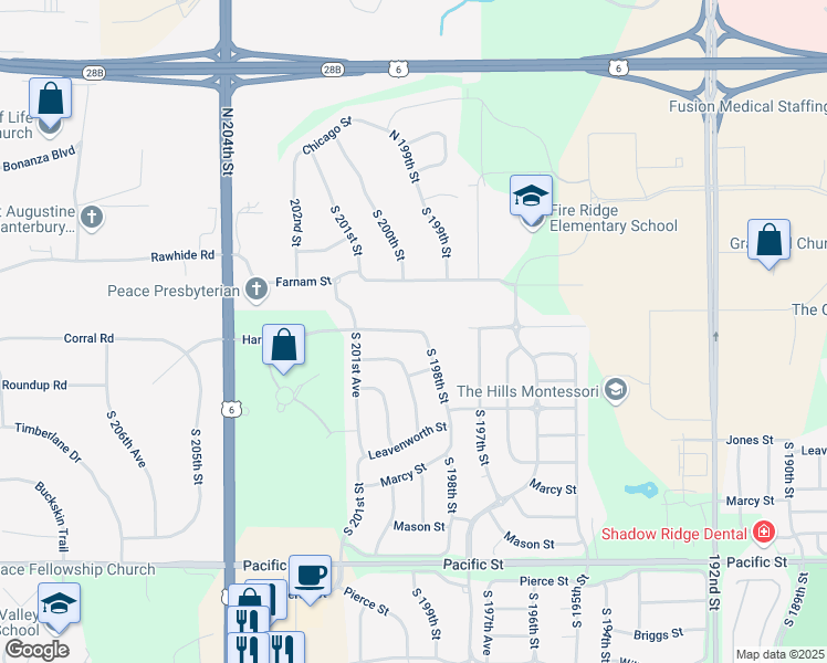 map of restaurants, bars, coffee shops, grocery stores, and more near 19654 Harney Street in Omaha