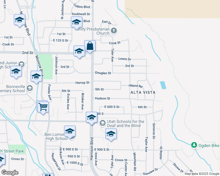 map of restaurants, bars, coffee shops, grocery stores, and more near 1302 5th Street in Ogden
