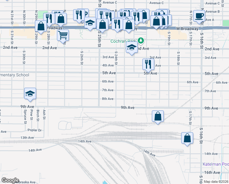 map of restaurants, bars, coffee shops, grocery stores, and more near 2406 8th Avenue in Council Bluffs