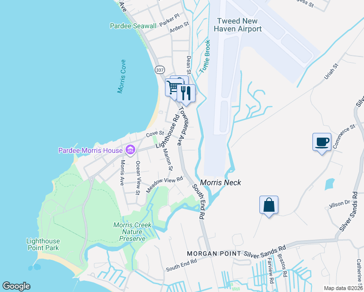 map of restaurants, bars, coffee shops, grocery stores, and more near 3 Townsend Avenue in New Haven