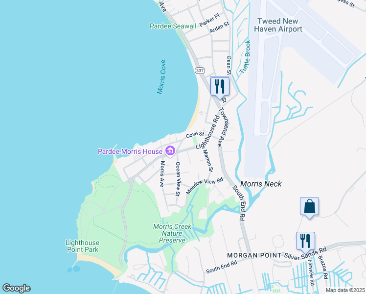map of restaurants, bars, coffee shops, grocery stores, and more near 181 Cove Street in New Haven